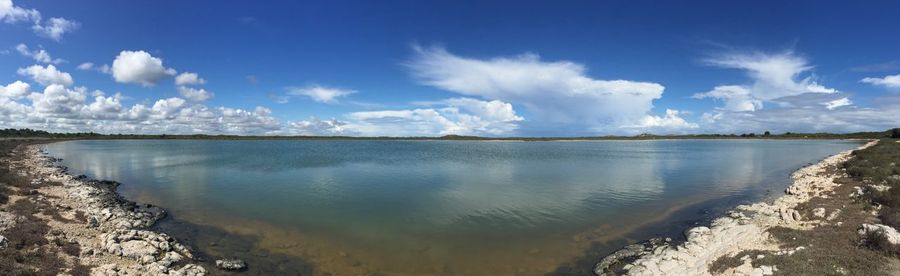 Panoramic view of lake against sky