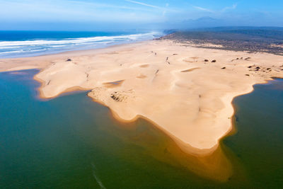 High angle view of beach against sky