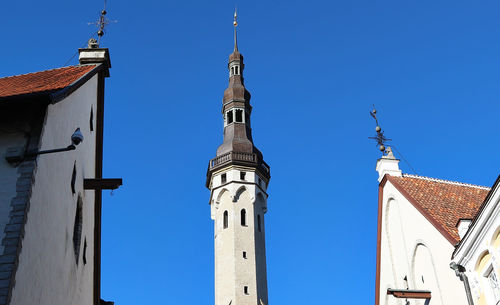 Low angle view of building against blue sky