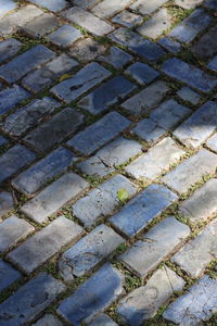 High angle view of cobblestone street