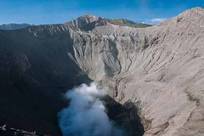 Volcanic landscape against sky