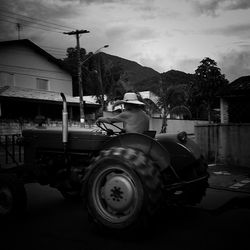 Vintage car against sky