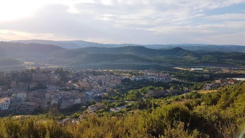 High angle view of townscape against sky
