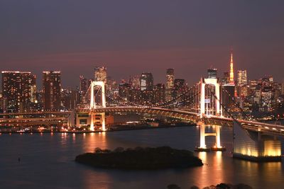 Illuminated city at night