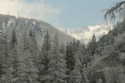 Scenic view of snow covered mountains against sky