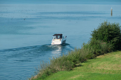 High angle view of boat in sea