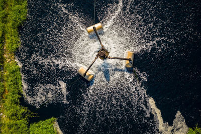 High angle view of splashing water