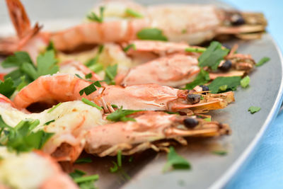 Close-up of served food in plate