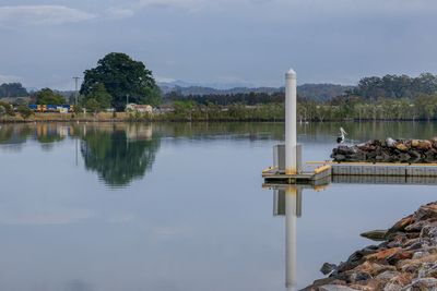 Scenic view of lake against sky