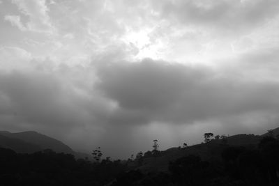 Scenic view of silhouette mountain against sky