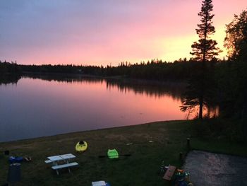 Calm lake at sunset