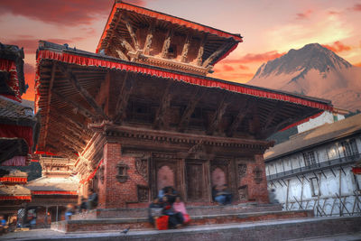 Low angle view of temple against sky