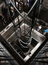 High angle view of spiral staircase in city