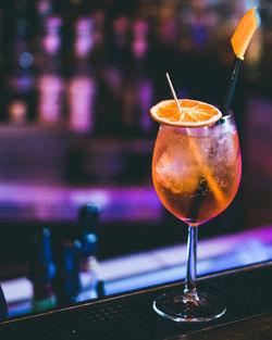 Close-up of drink in glass on table