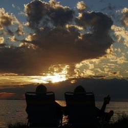 Scenic view of sea at sunset