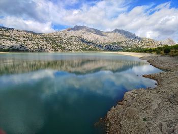 Lake reflection with blue skies