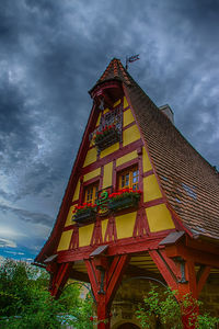 Low angle view of traditional building against sky