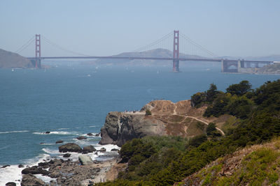 Suspension bridge over sea