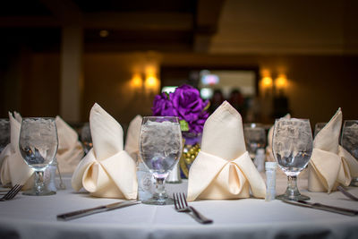 Group of people on table in restaurant