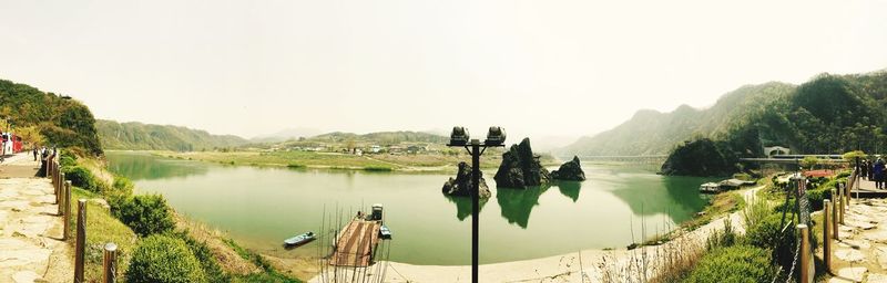 Panoramic view of lake against sky