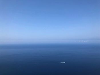 Scenic view of sea against blue sky