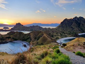 Scenic view of landscape against sky during sunset