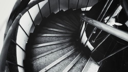 High angle view of spiral stairs