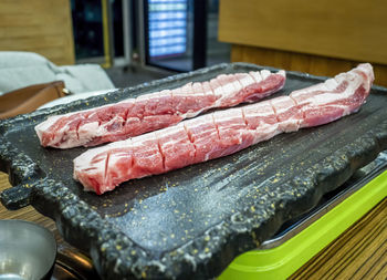 Close-up of food on table