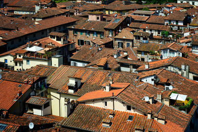 High angle view of buildings in city