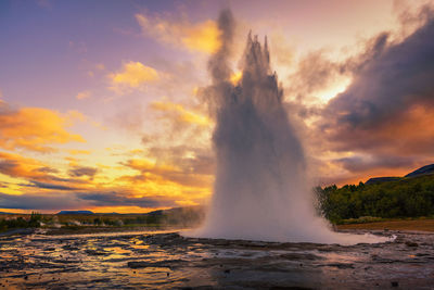 Panoramic view of sea against sky during sunset