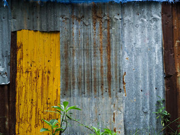 Close-up of weathered wooden door