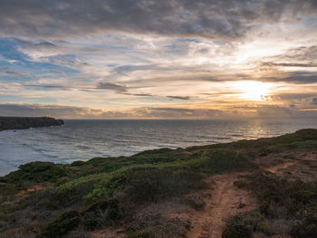 Scenic view of sea against sky during sunset