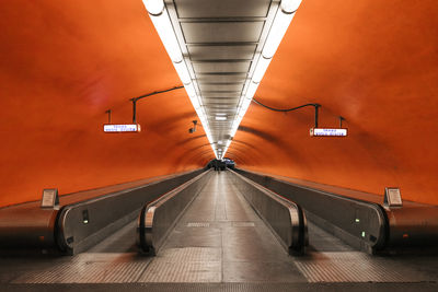 France, ile-de-france, paris, empty escalator of auber station