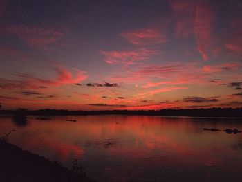 Scenic view of calm sea at sunset