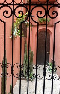 Closed metal gate of building