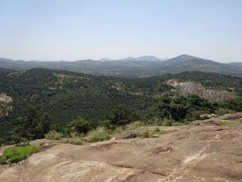 Scenic view of landscape against clear sky