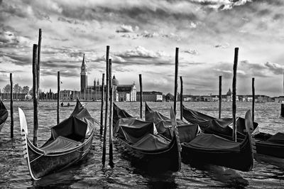 Boats moored at canal