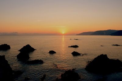 Scenic view of sea against sky during sunset