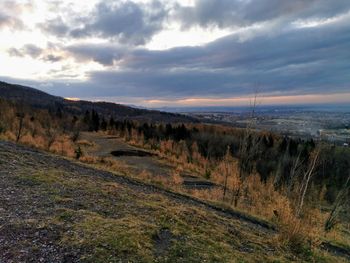 Scenic view of landscape against sky during sunset