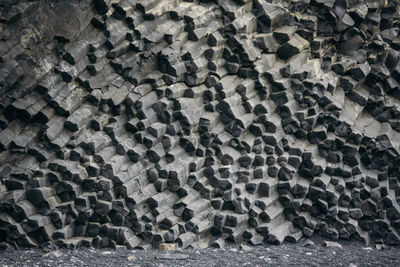 Basalt rocks at black beach, iceland