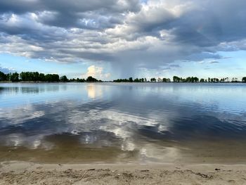 Scenic view of lake against sky