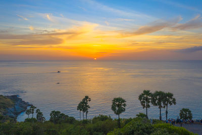 Scenic view of sea against sky during sunset