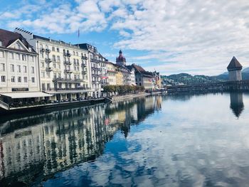 Reflection of buildings in river