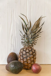 Close-up of fruits on table at home