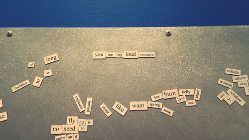 Close-up of information sign