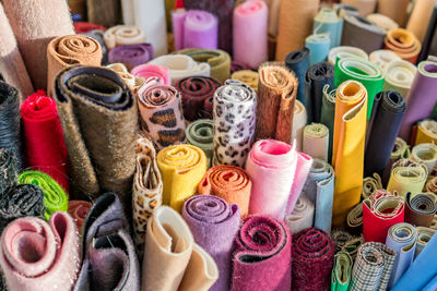 Assortment of natural fabrics and textiles. diy materiials for craft . sewing industry concept