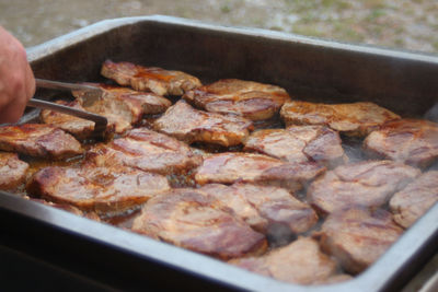 Close-up of person preparing food