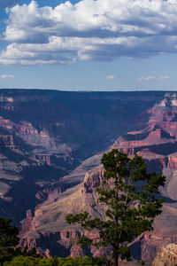 Scenic view of landscape and mountains against sky