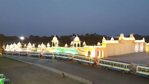 View of illuminated buildings at night