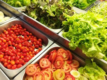 High angle view of fruits in container